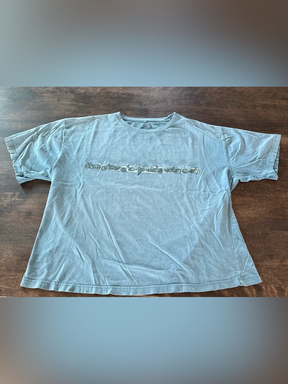 VTG Light Blue Men’s Motorcycle Graphic Tee